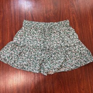 Zara Green Floral Tiered Skort